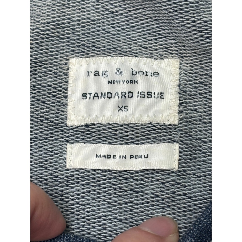 Rag & Bone Standard Issue Sweatshirt Mens XS Blue Cotton Raglan Crewneck Indigo - Picture 2 of 8